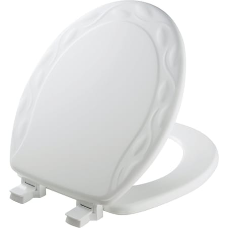 Mayfair Round Closed Front Designer Sculptured Ivy White Wood Toilet Seat 34ECA000